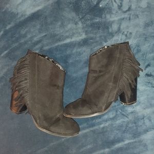 Etc! Black Fringe Ankle Boots Size M